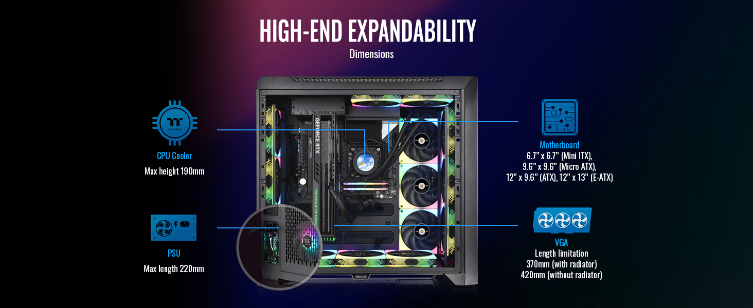 Thermaltake Cte C Tg Argb E Atx Full Tower With Centralized Thermal